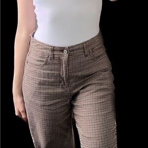 american eagle brown plaid mom pants size 4